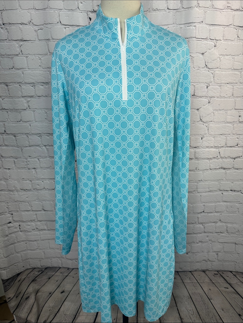 SanSoleil LS Mock Neck 1/4 Zip Dress with UV 50 Size  XL